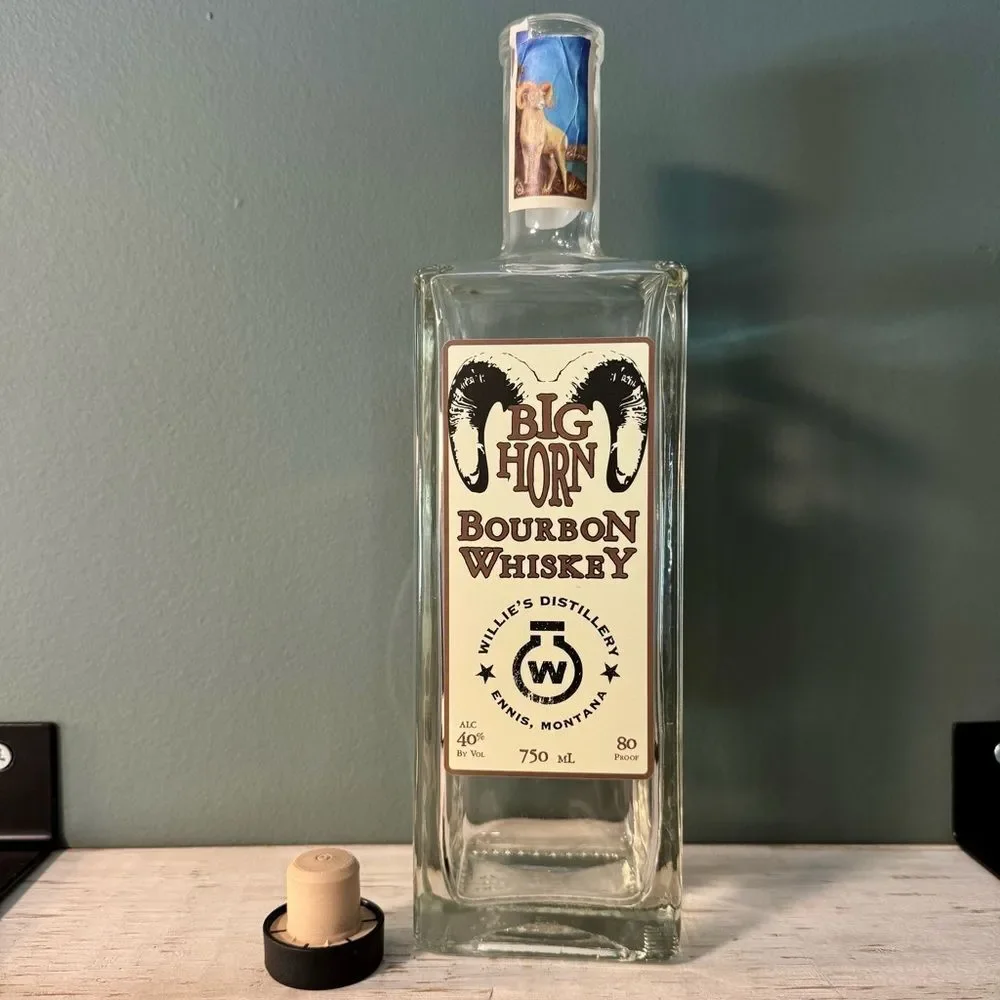 Big Horn Bourbon Whiskey Empty Liquor Alcohol Bottle | Crafts Upcycle Art